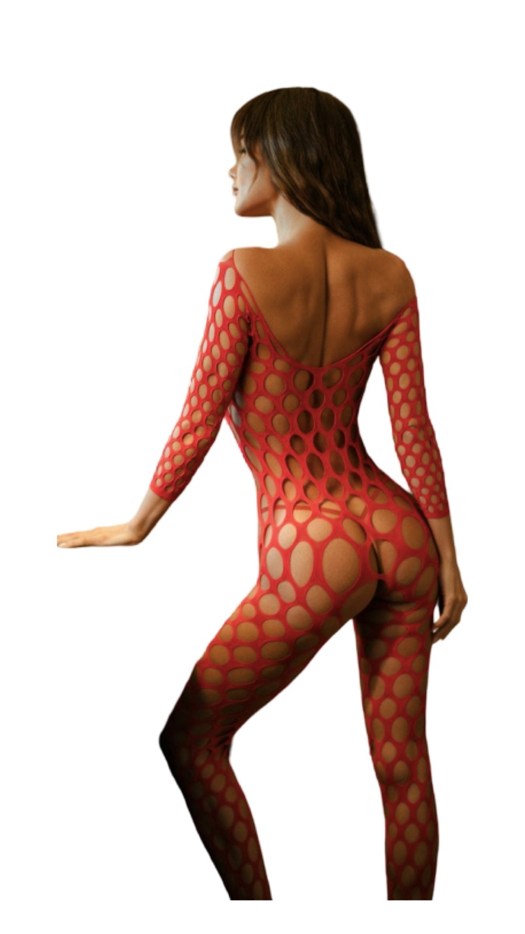 Pot Hole Bodystocking Red - Model Express VancouverLingerie