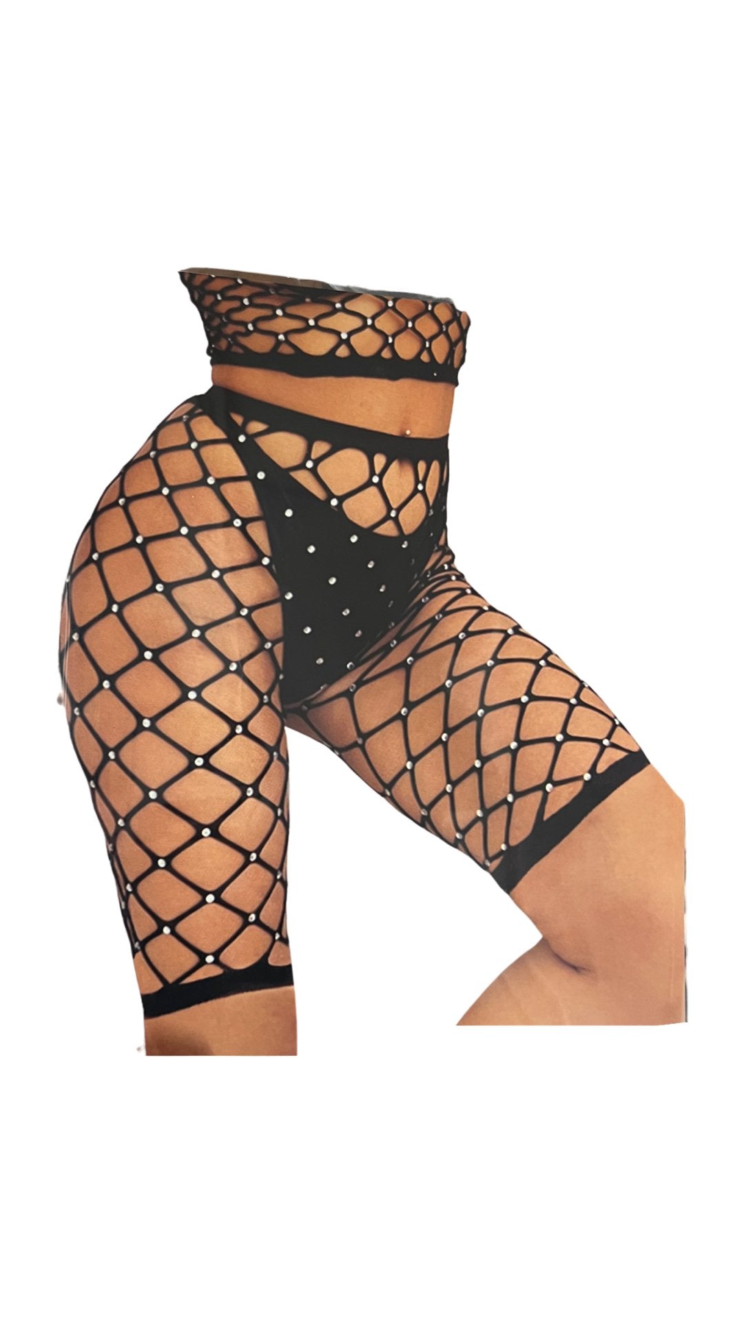 Pot Hole Rhinestone Shorts Black - Model Express VancouverLingerie