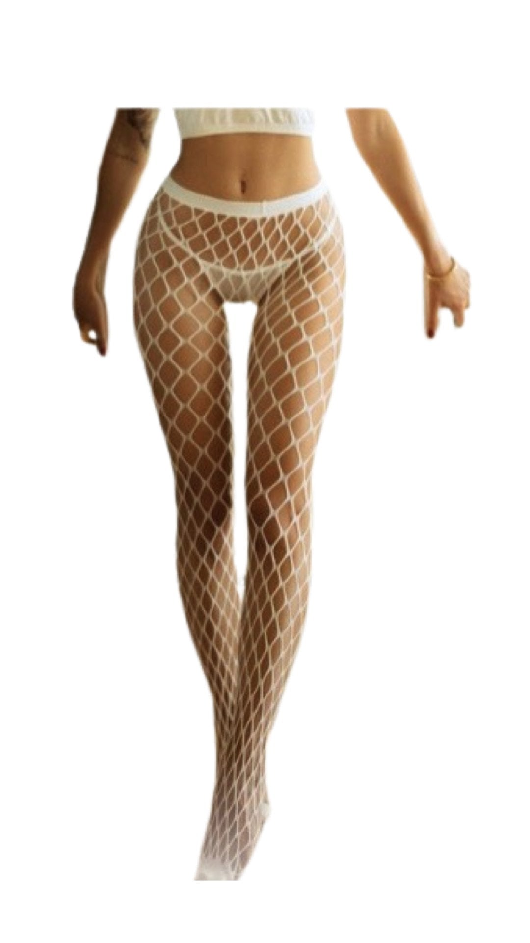 Pothole Net Pantyhose White - Model Express VancouverHosiery