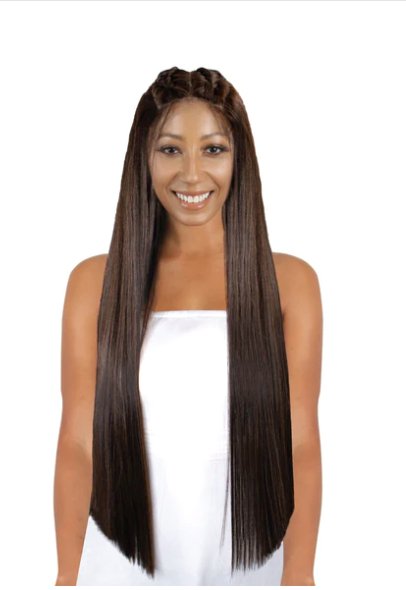 Pre-Styled Two Braid Straight Wig - Black - Model Express VancouverAccessories