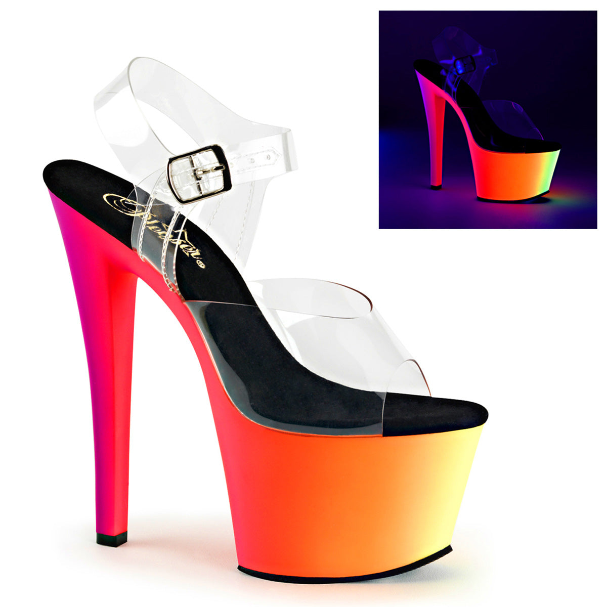 Pleasers Rainbow-308Uv - Clr/Neon Multi