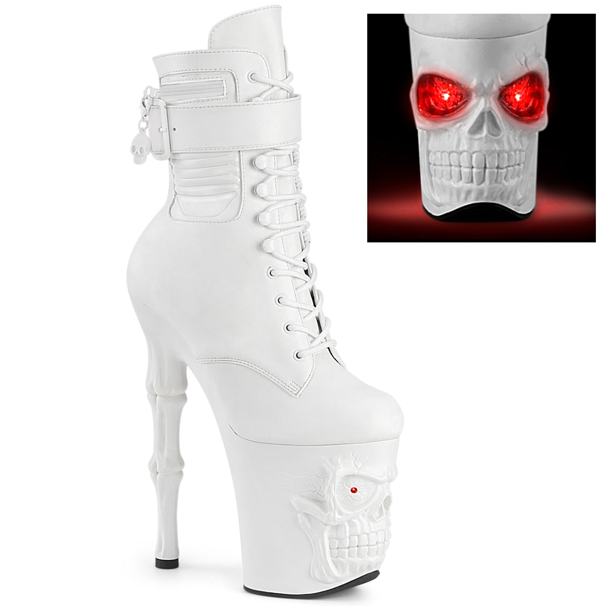 Pleasers Rapture-1020Str-Lt - Wht Faux Leather/Wht Matte
