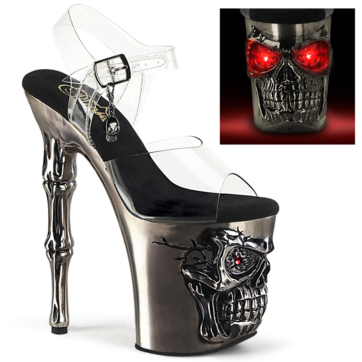 Pleasers Rapture-808-Lt - Clr/Satin Pewter Chrome
