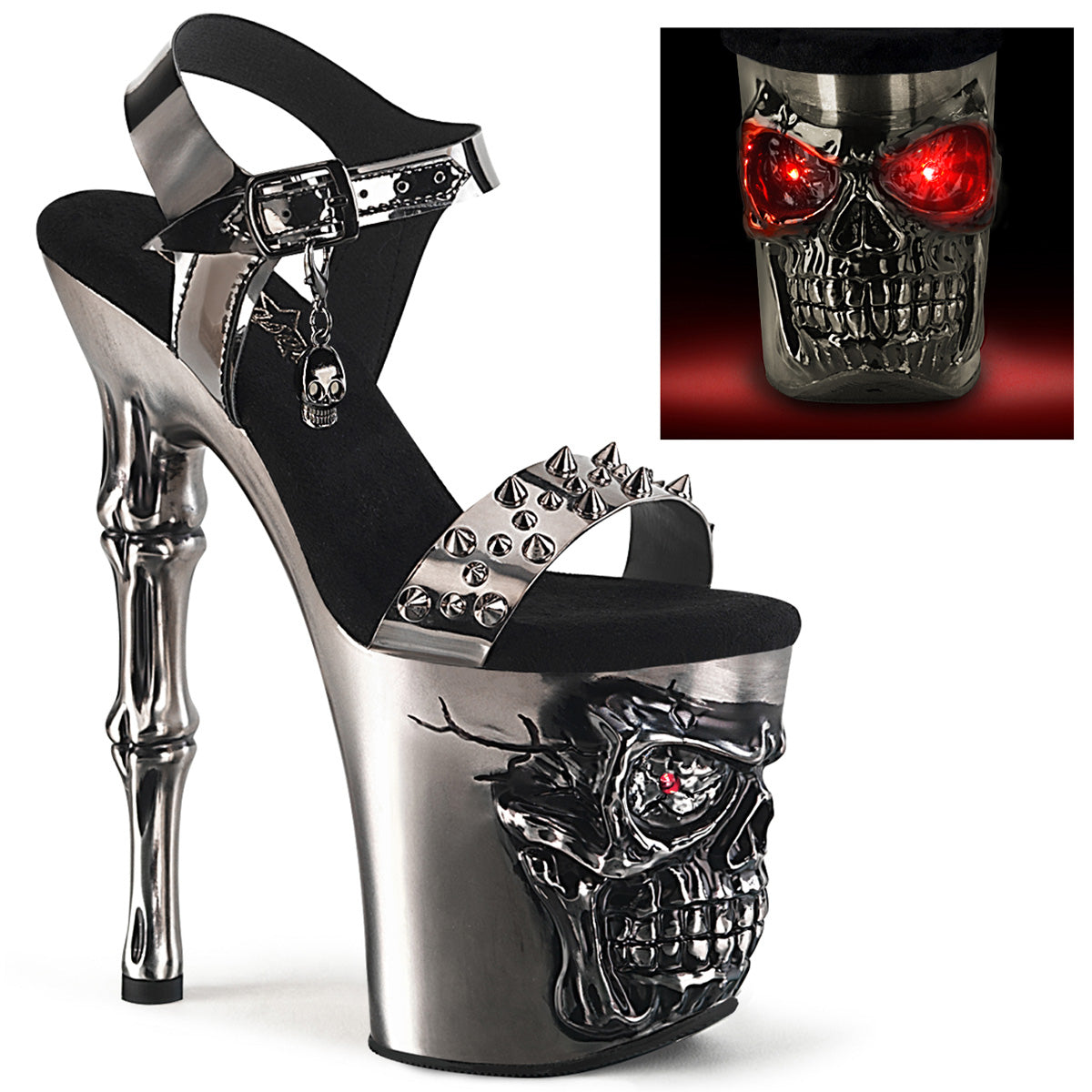 Pleasers Rapture-812-Lt - Pewter TPU/Satin Pewter Chrome