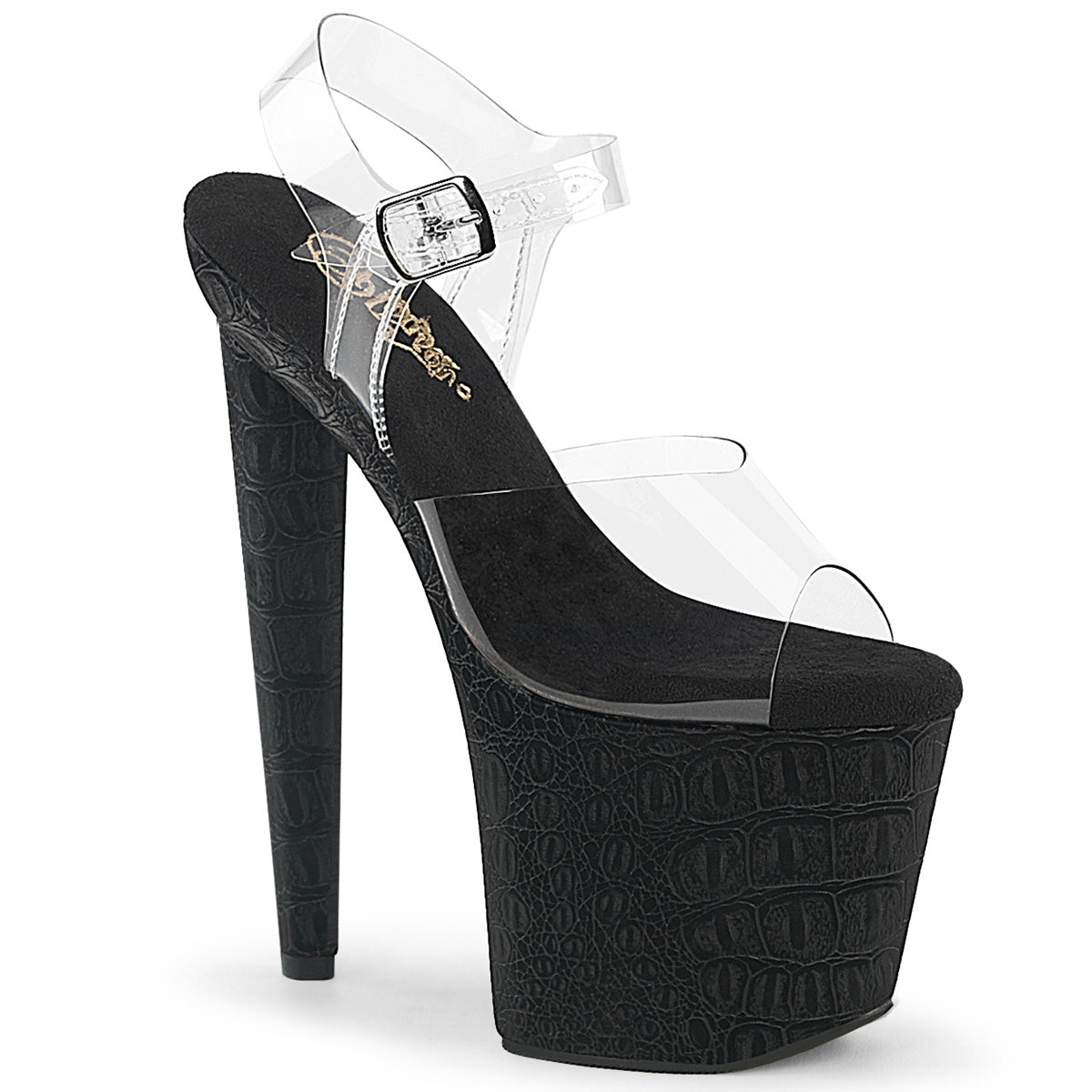Pleasers Razzle-808Wr - Clr/Blk Reptile Print