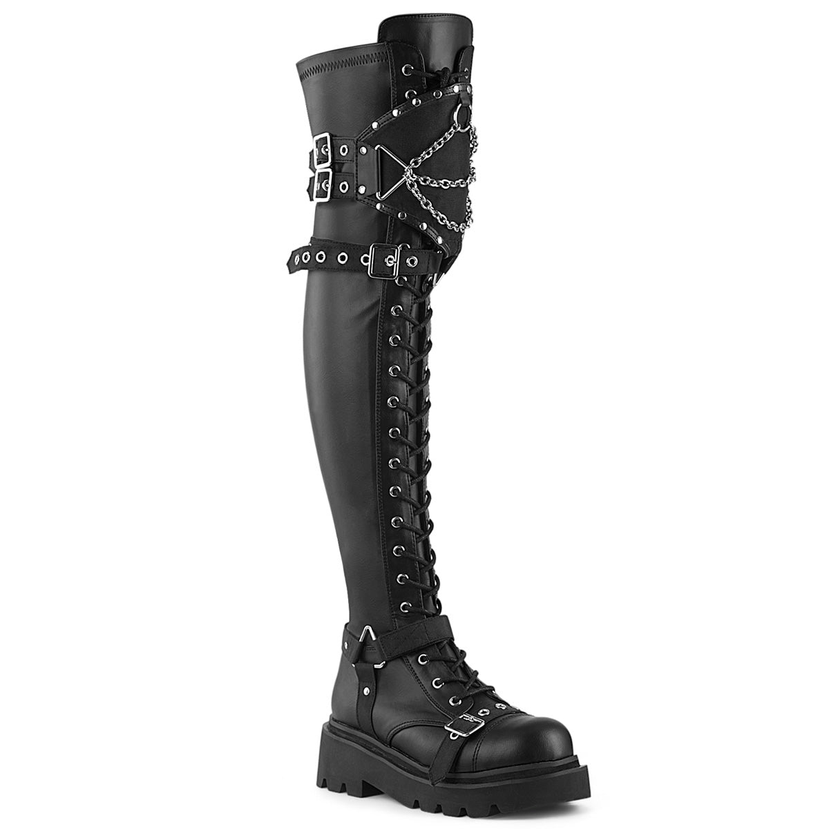Demonia Renegade-320 - Blk Stretch Vegan Leather