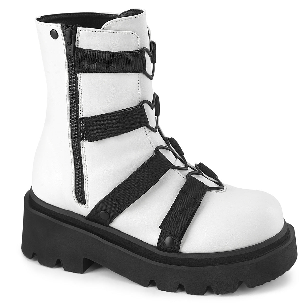 Demonia Renegade-50 - Wht Vegan Leather-Nylon