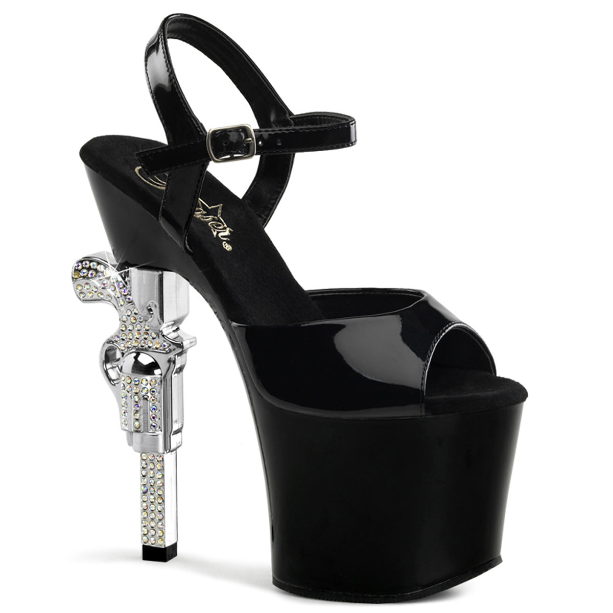 Pleasers Revolver-709 - Blk/Blk
