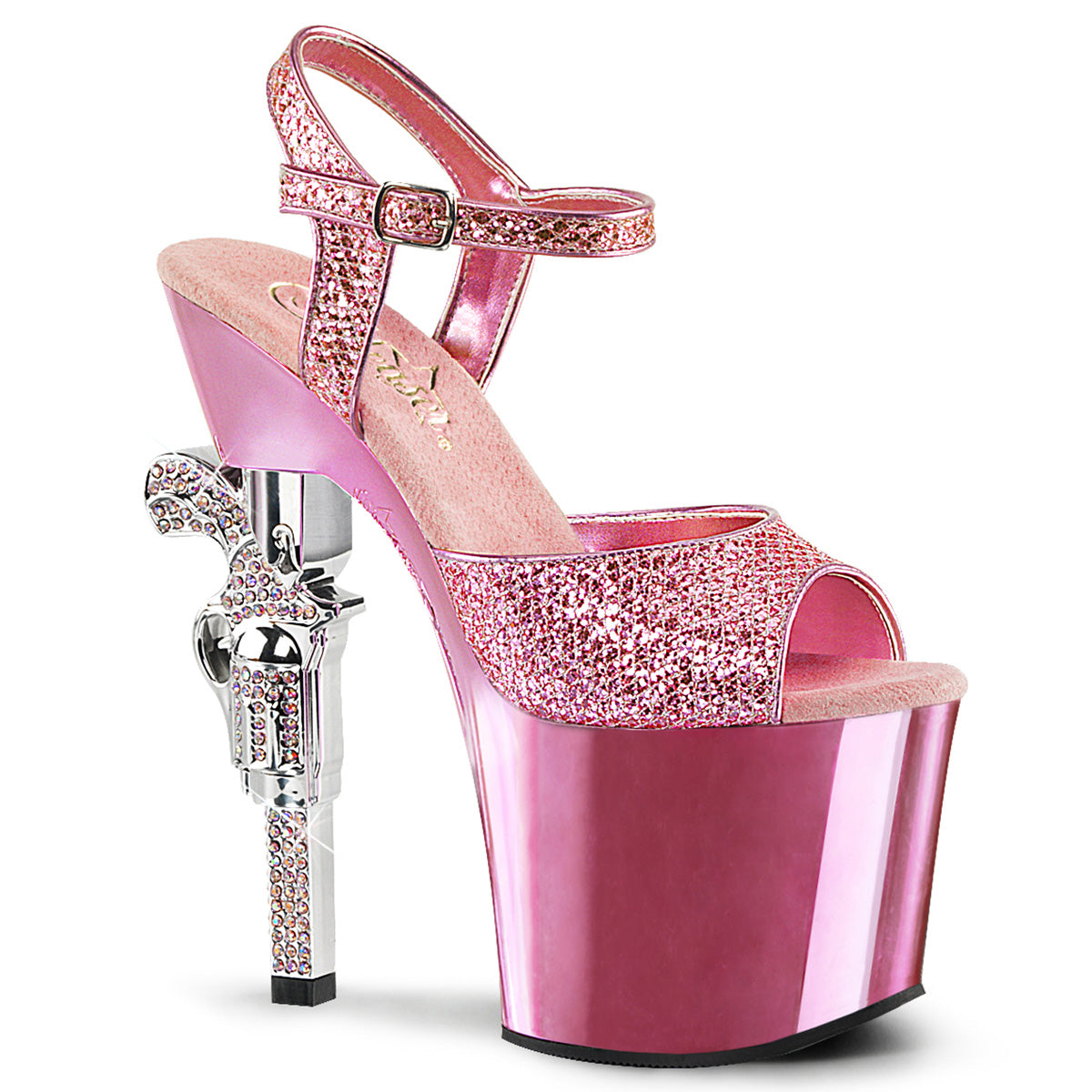 Pleasers Revolver-709G - B. Pink Multi Gltr/B. Pink Chrome