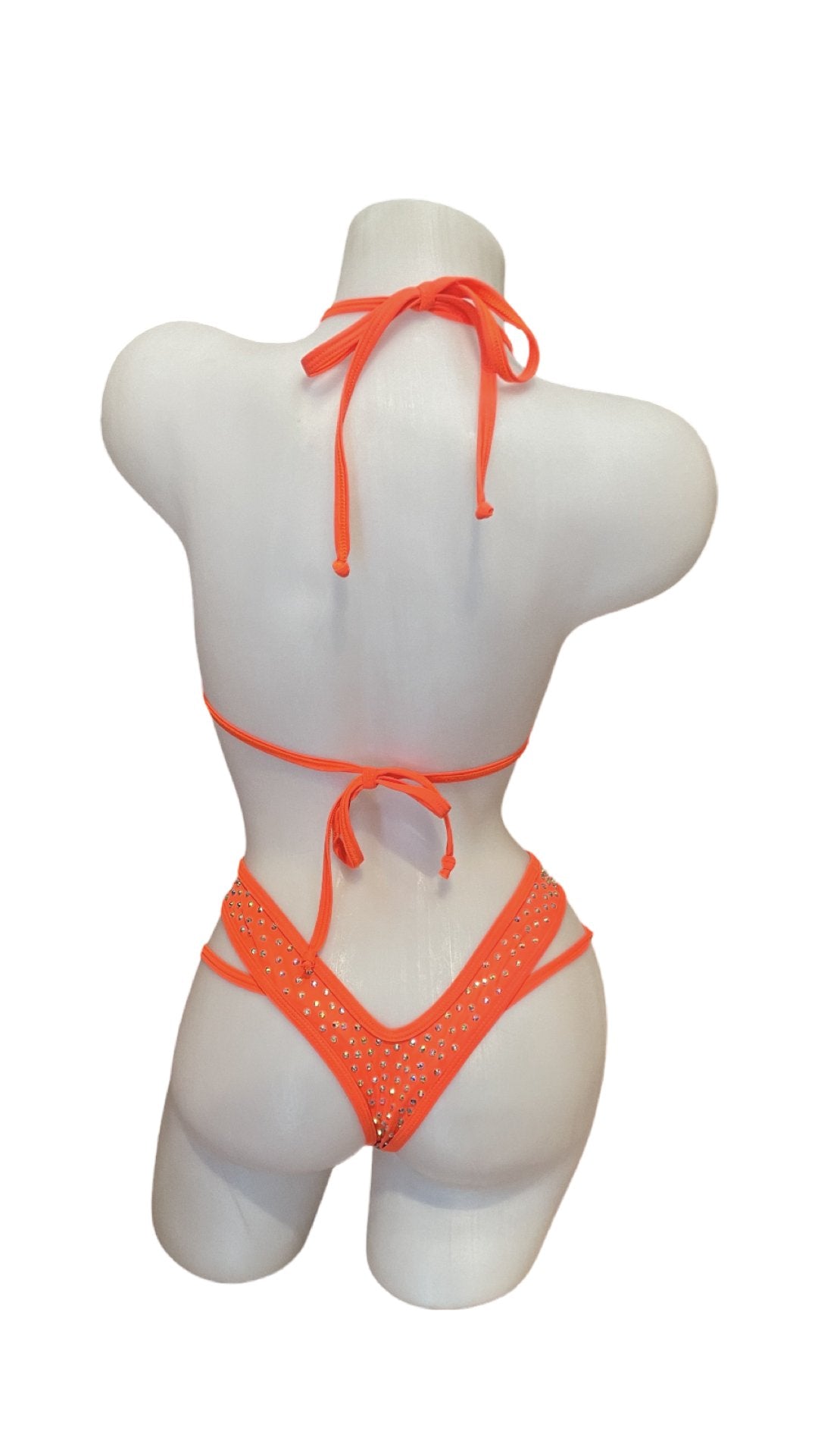 Rhinestone 3 Pc Bikini Set Orange - Model Express VancouverBikini