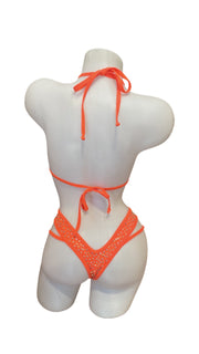 Rhinestone 3 Pc Bikini Set Orange - Model Express VancouverBikini