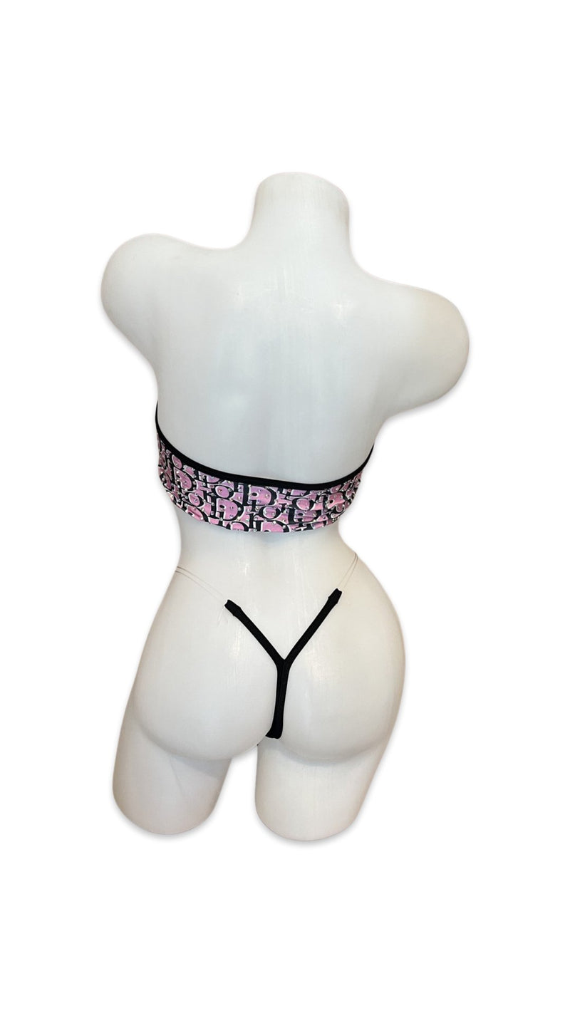 Rhinestone Bandeau Bikini - Pink Design - Model Express VancouverBikini