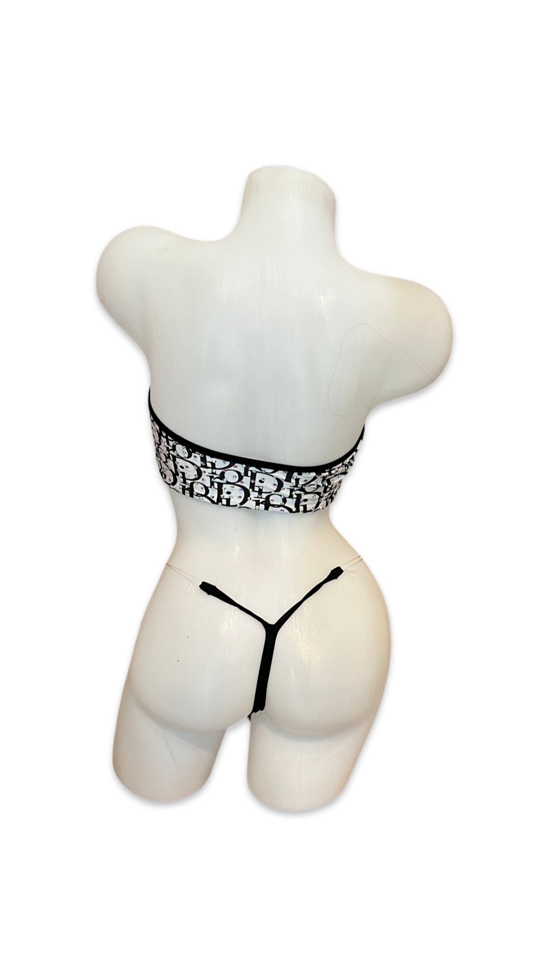 Rhinestone Bandeau Bikini - White Design - Model Express VancouverBikini