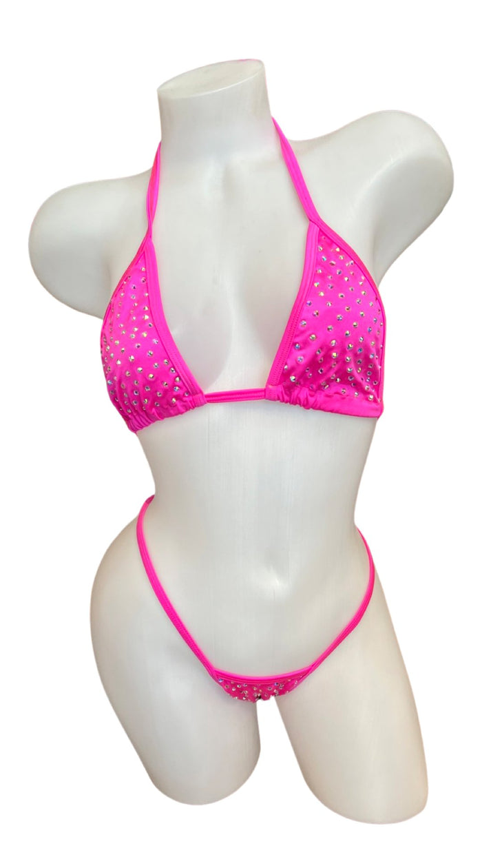 Rhinestone Bikini Hot Pink - Model Express VancouverBikini