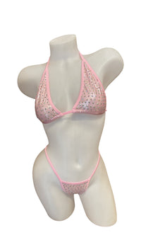 Rhinestone Bikini Metallic Baby Pink - Model Express VancouverBikini