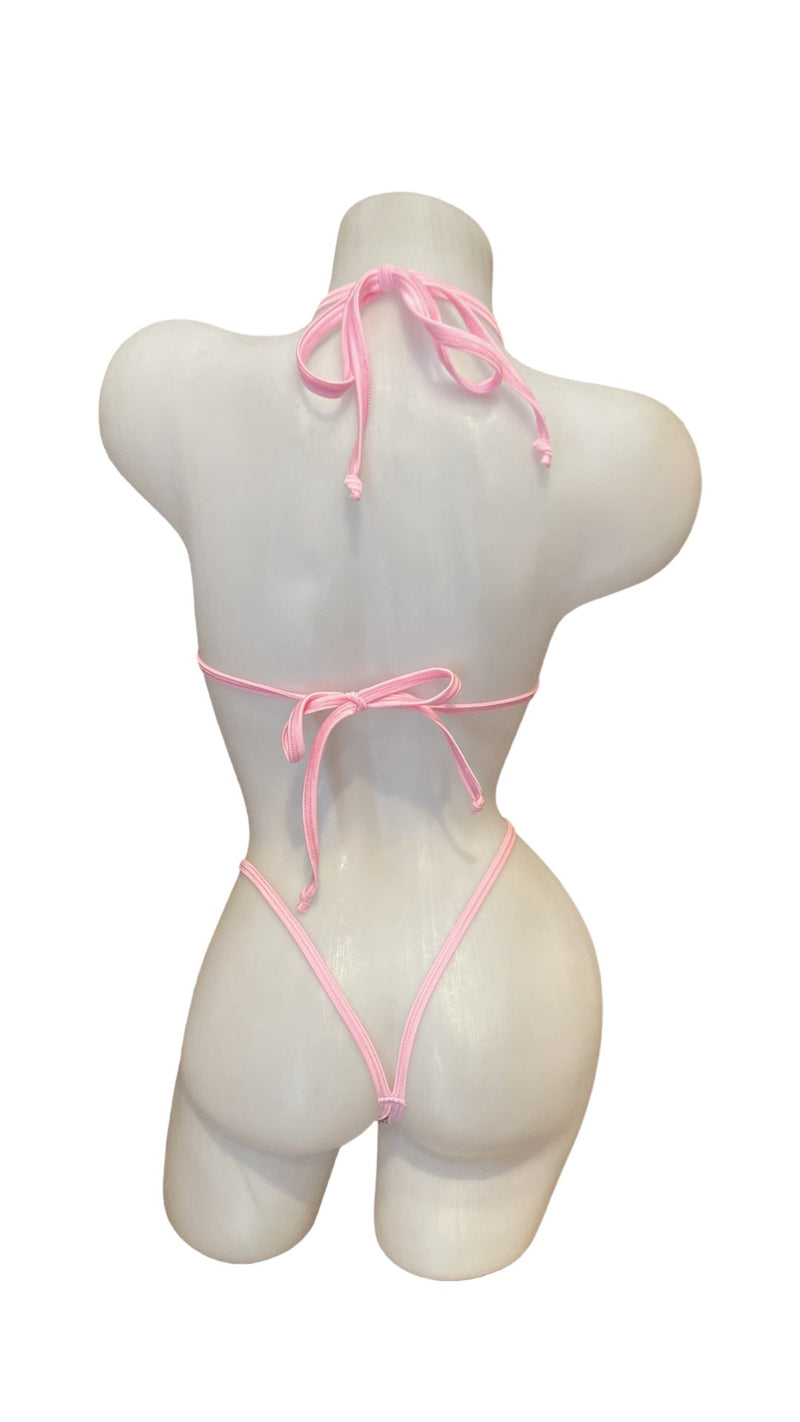 Rhinestone Bikini Metallic Baby Pink - Model Express VancouverBikini