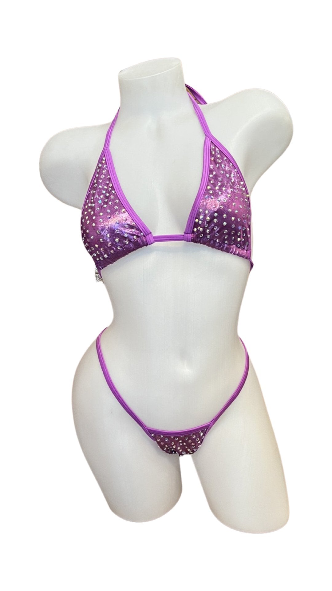 Rhinestone Bikini Metallic Purple - Model Express VancouverBikini