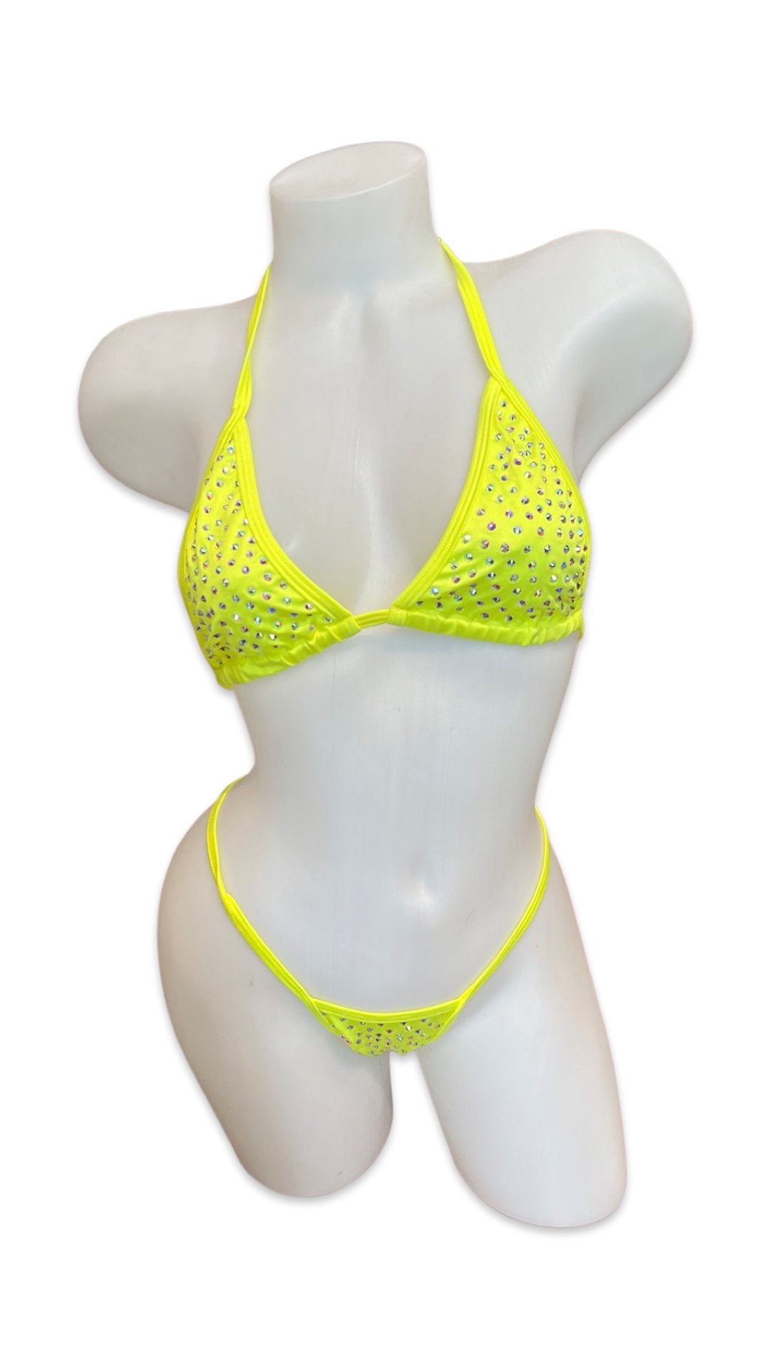 Rhinestone Bikini Neon Yellow - Model Express VancouverBikini