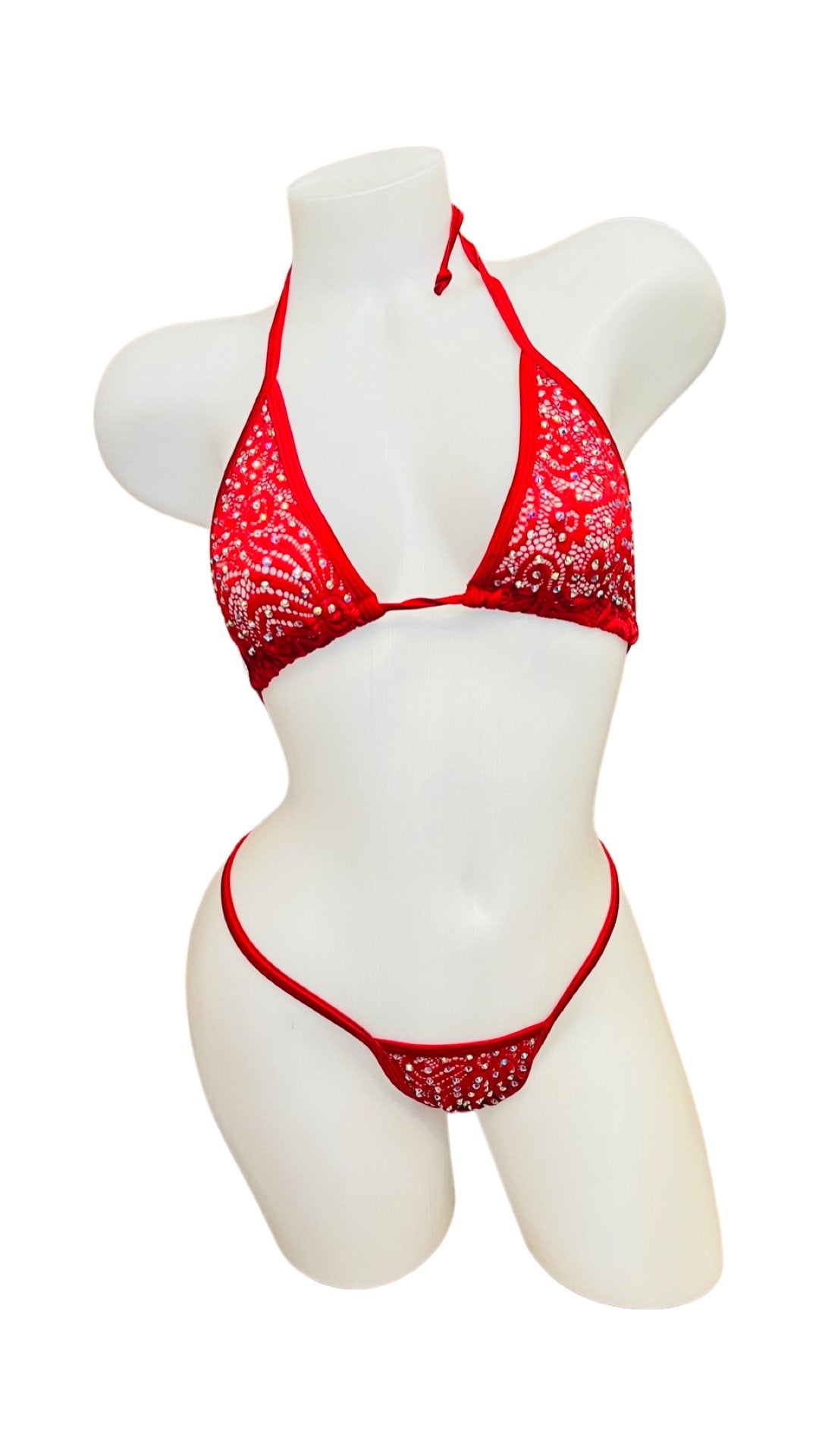 Rhinestone Bikini Red Lace - Model Express VancouverBikini