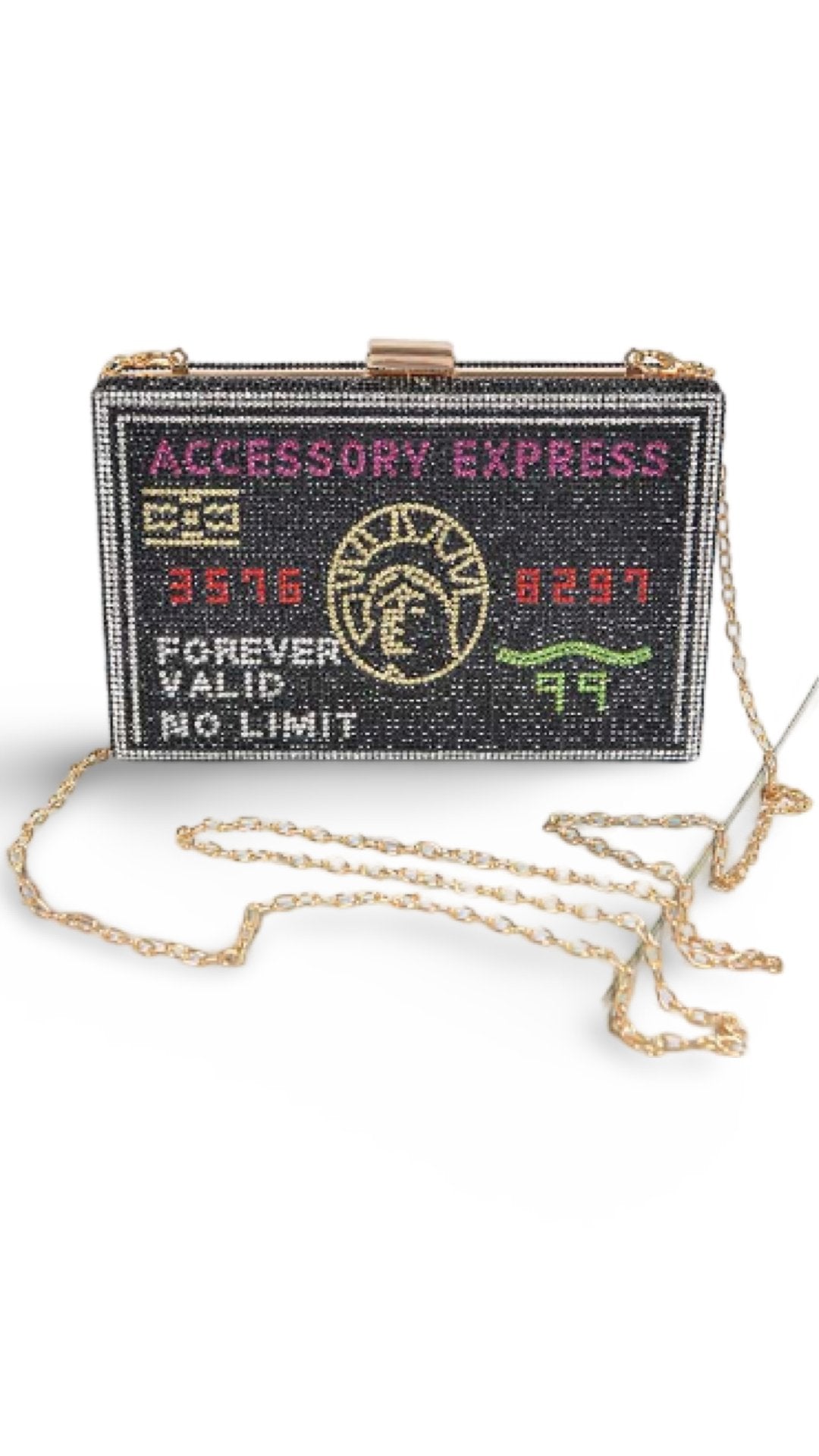 Rhinestone Black Amex Money Bag - Model Express VancouverAccessories