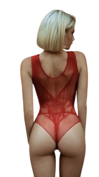 Rhinestone Bodysuit with Keyhole Red - Model Express VancouverLingerie