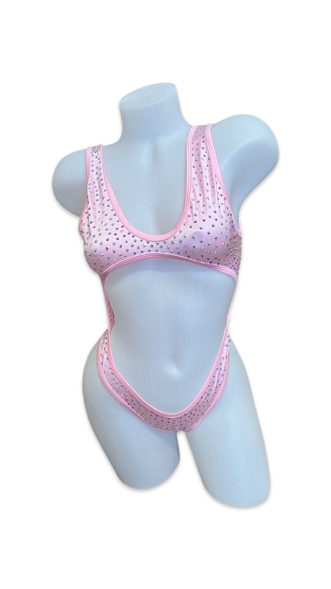 Rhinestone Bralette One Piece Baby Pink - Model Express VancouverBikini