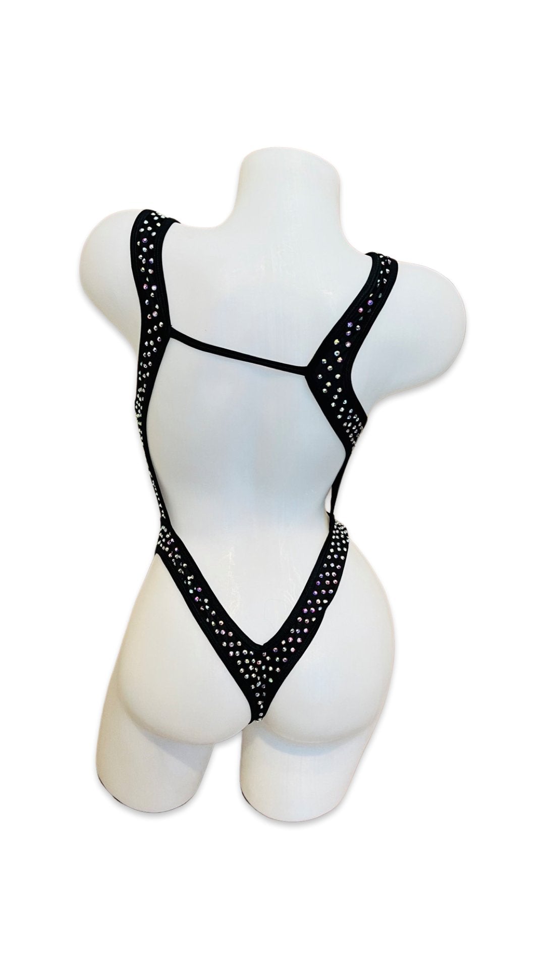 Rhinestone Bralette One Piece Black - Model Express VancouverBikini