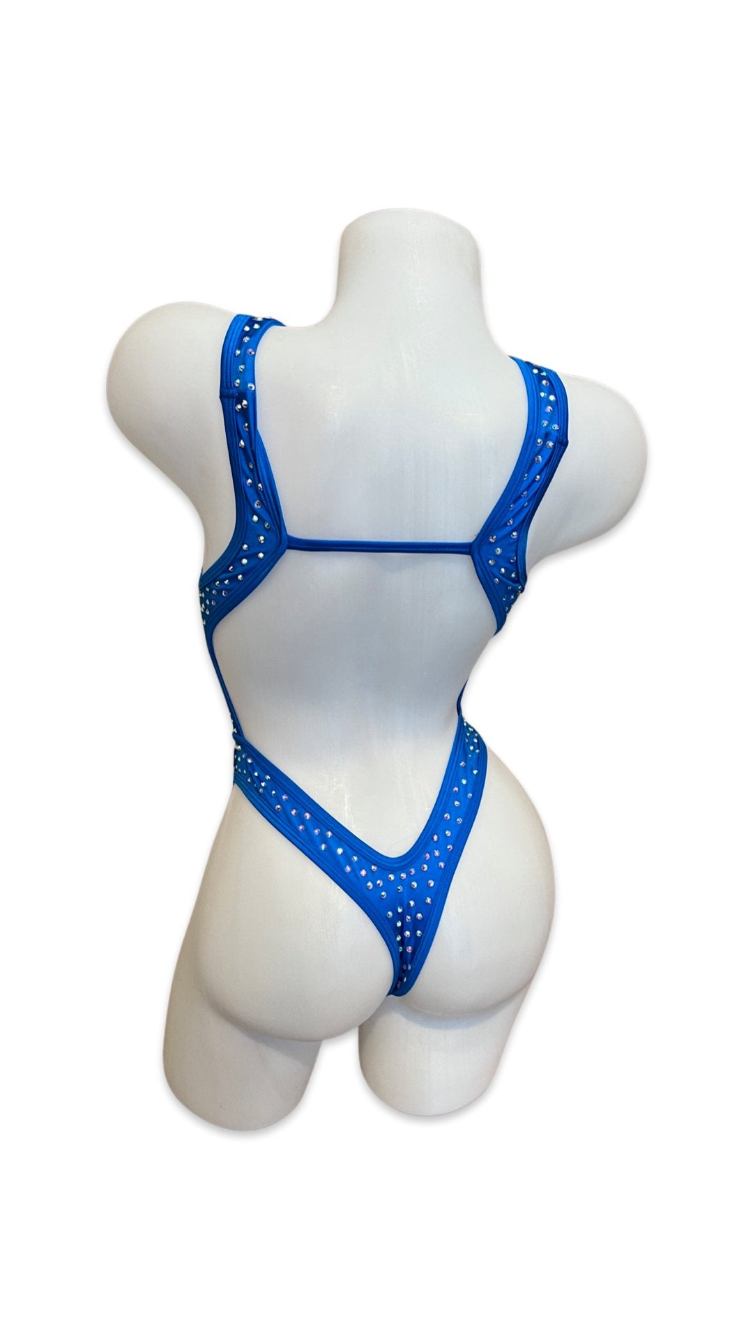 Rhinestone Bralette One Piece Royal Blue - Model Express VancouverBikini