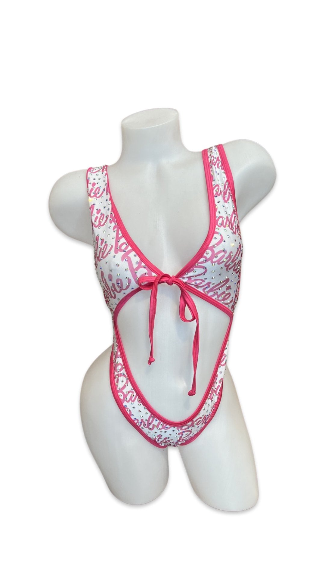 Rhinestone Front Tie One Piece - Barbie - Model Express VancouverBikini