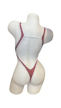 Rhinestone Front Tie One Piece Burgundy/Silver - Model Express VancouverBikini