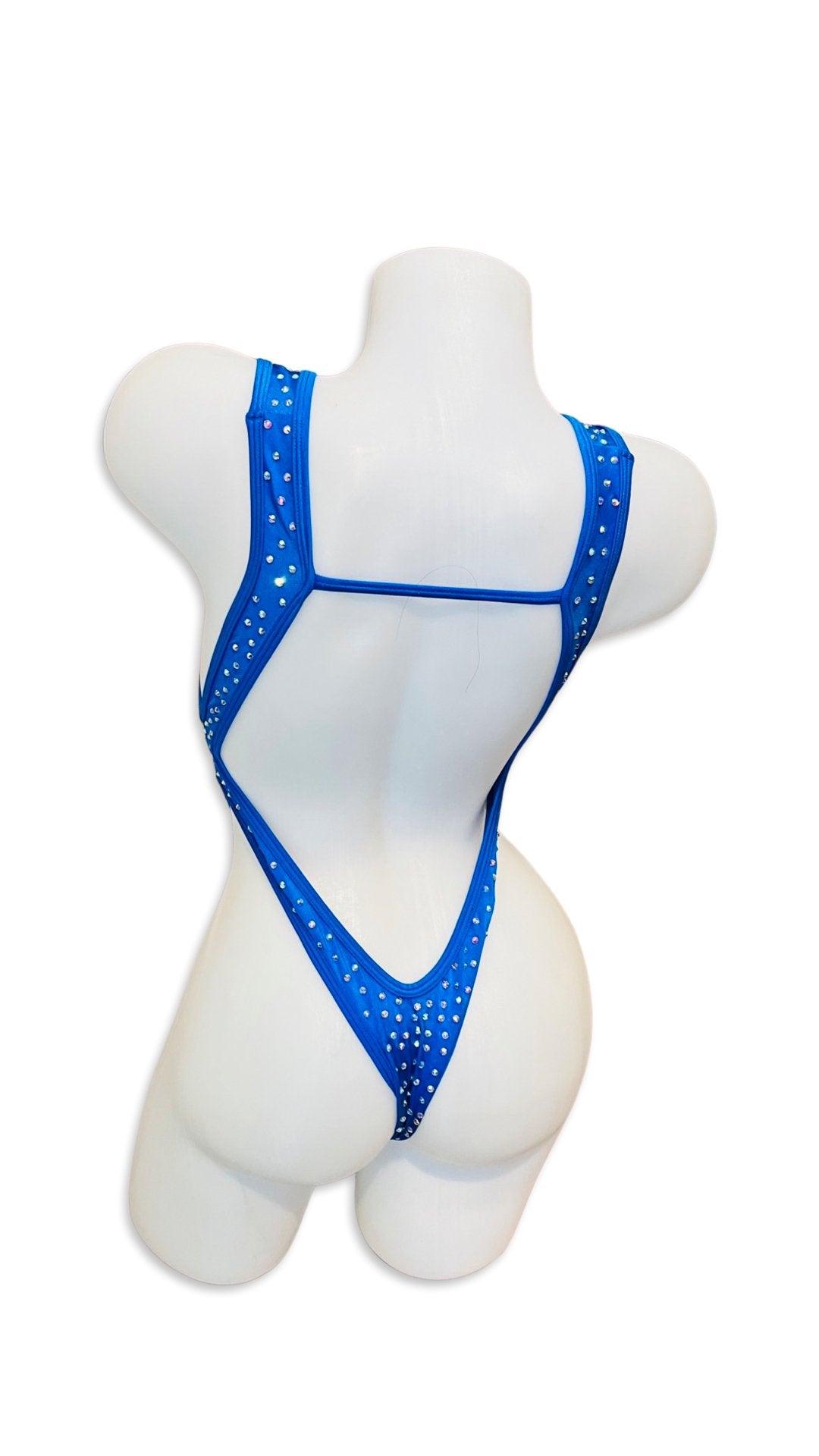 Rhinestone Front Tie One Piece Royal Blue - Model Express VancouverBikini