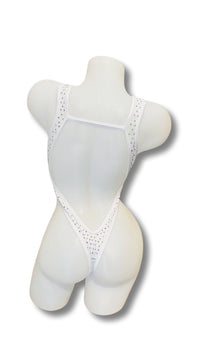 Rhinestone Front Tie One Piece White - Model Express VancouverBikini