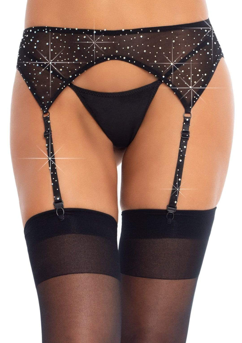 Rhinestone Garter Belt Black - Model Express VancouverHosiery