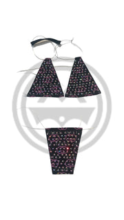 Rhinestone Micro Bikini - Design Black/Pink - Model Express VancouverBikini