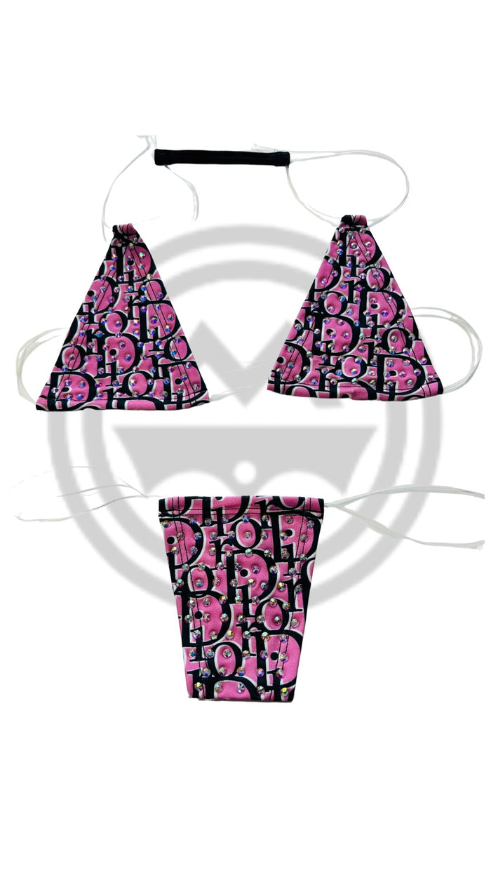 Rhinestone Micro Bikini - Design Black/Pink - Model Express VancouverBikini
