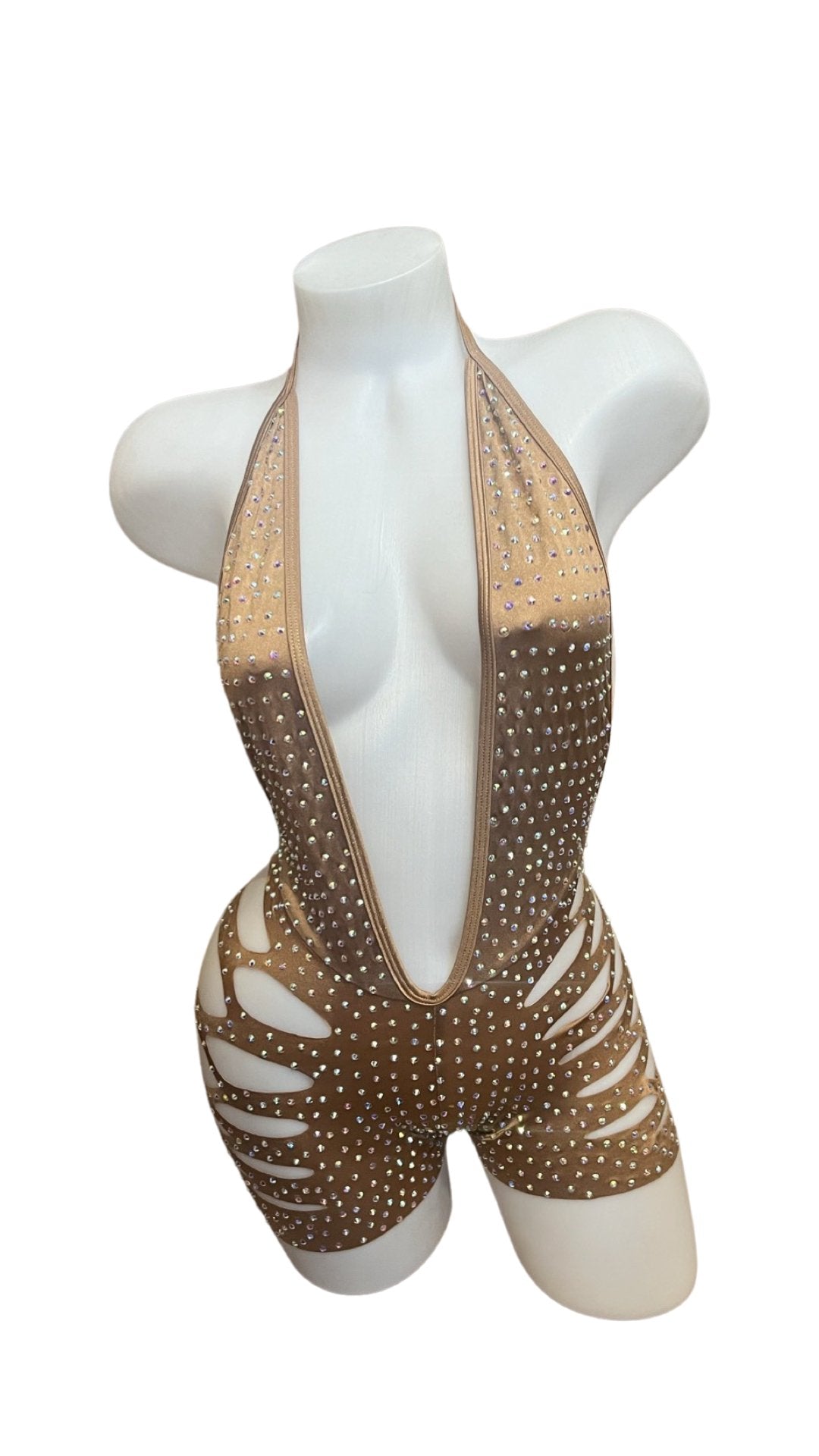 Rhinestone One Piece Short Set - Camel - Model Express VancouverBikini