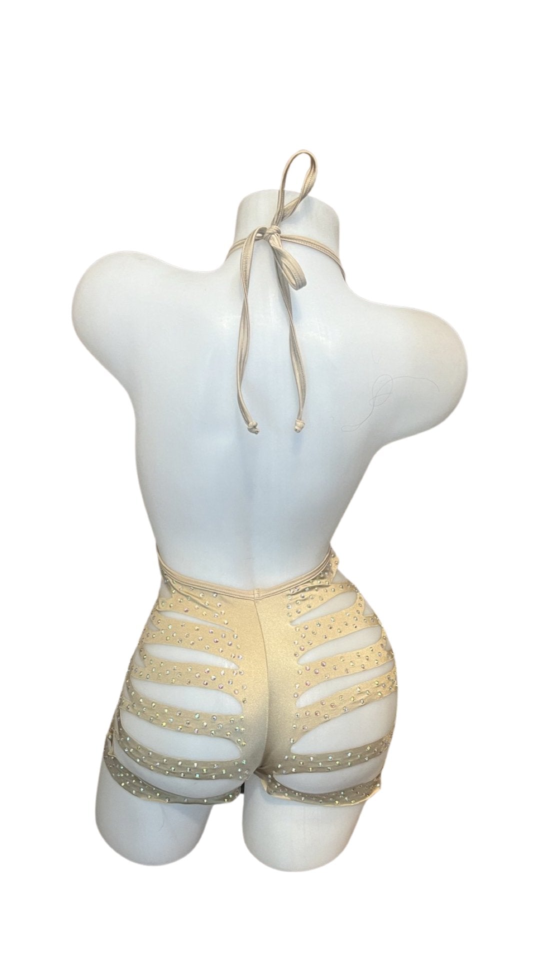 Rhinestone One Piece Short Set - Champagne - Model Express VancouverBikini