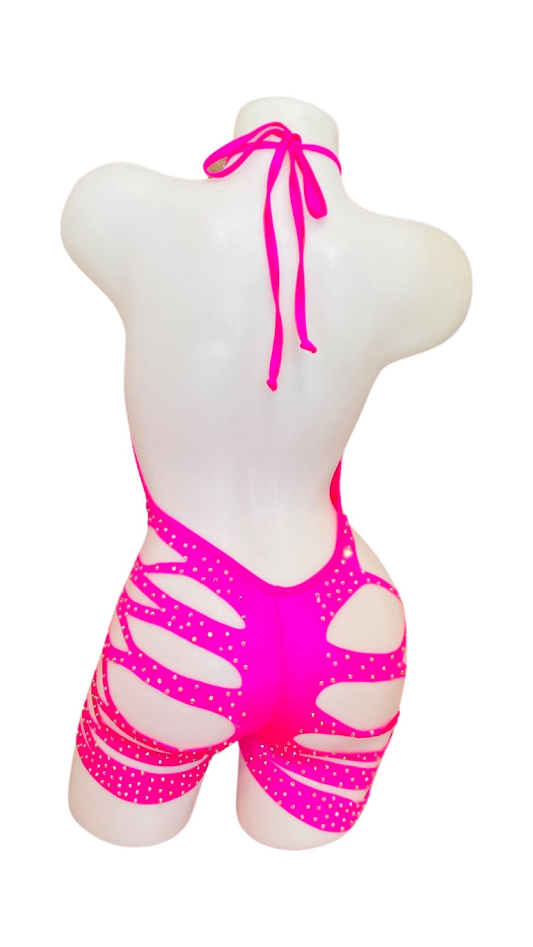 Rhinestone One Piece Short Set - Hot Pink - Model Express VancouverBikini