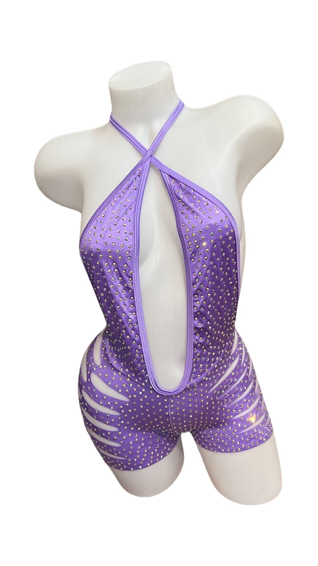 Rhinestone One Piece Short Set - Lavender - Model Express VancouverBikini