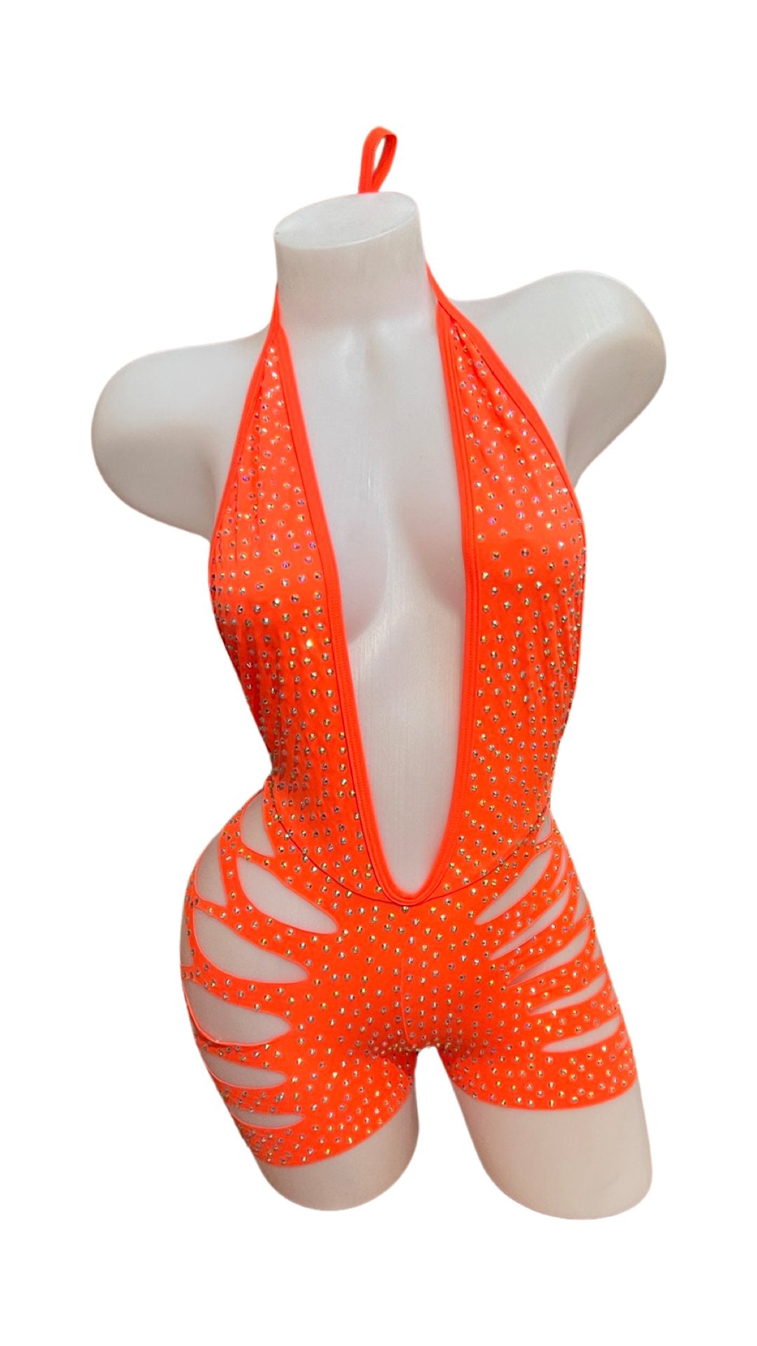 Rhinestone One Piece Short Set - Orange - Model Express VancouverBikini