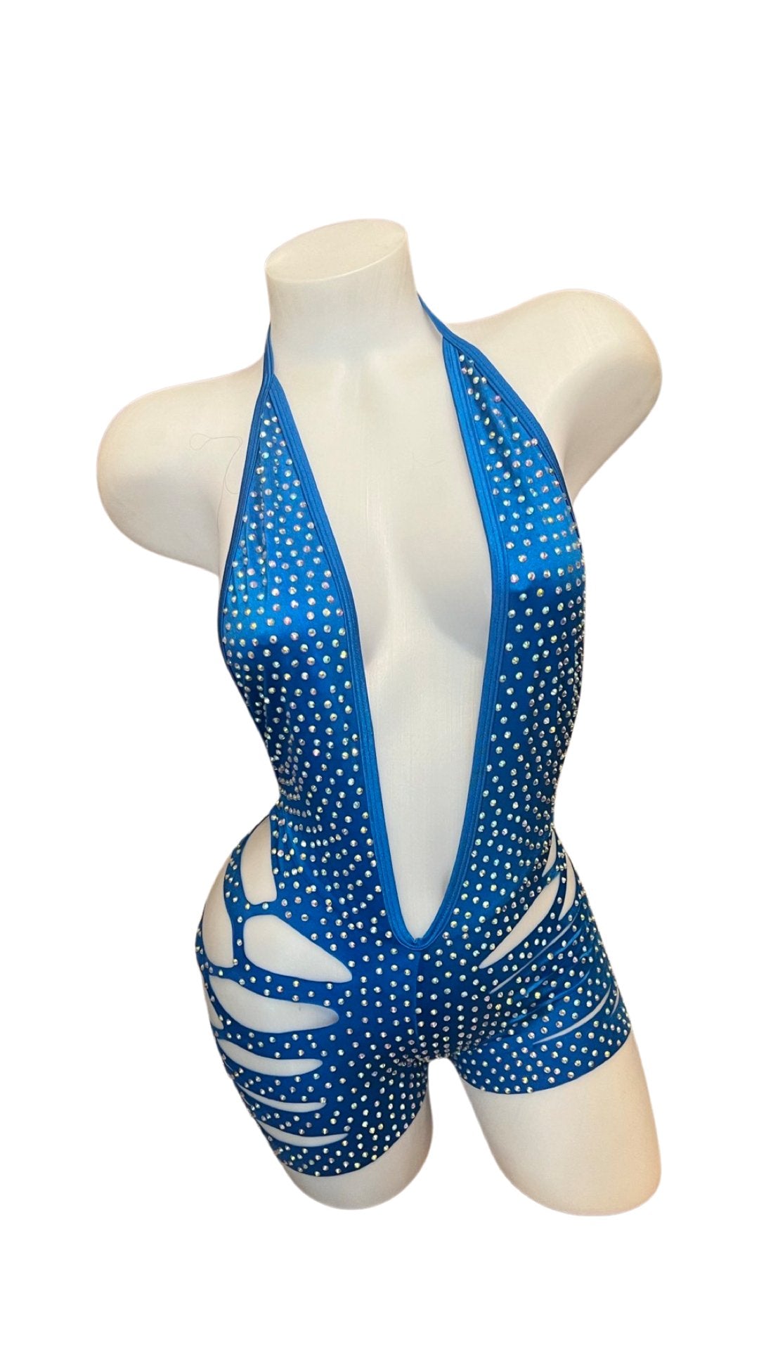 Rhinestone One Piece Short Set - Royal Blue - Model Express VancouverBikini