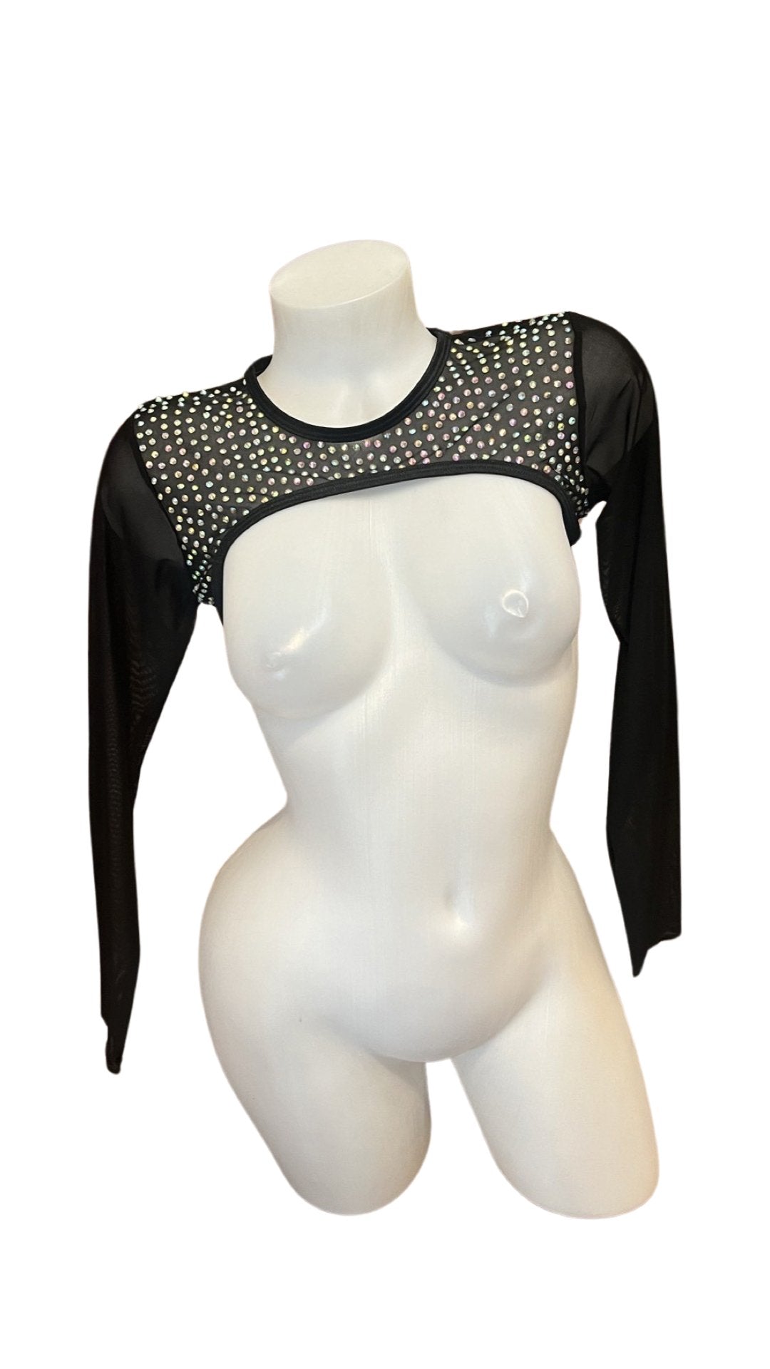 Rhinestone Shoulder Bolero Mesh Black - Model Express VancouverBikini