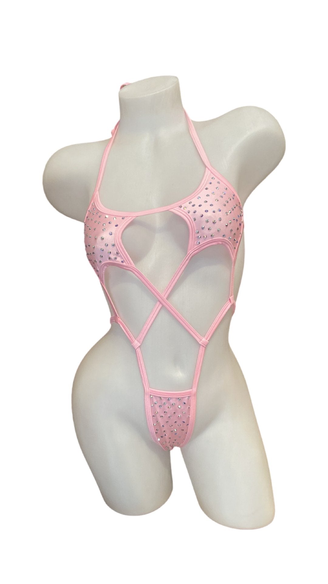 Rhinestone Star Sling Shot Baby Pink - Model Express VancouverBikini