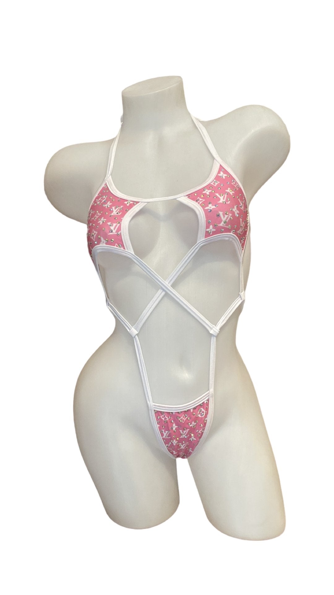 Rhinestone Star Sling Shot Design Pink - Model Express VancouverBikini