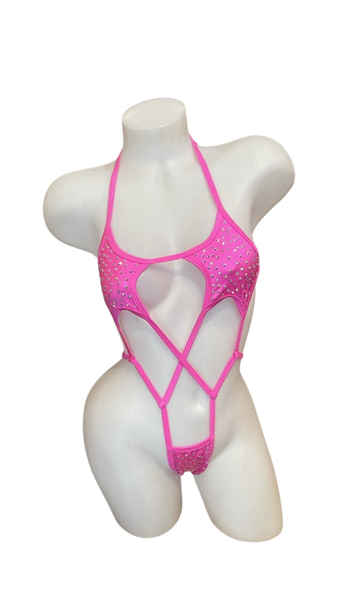 Rhinestone Star Sling Shot Hot Pink - Model Express VancouverBikini