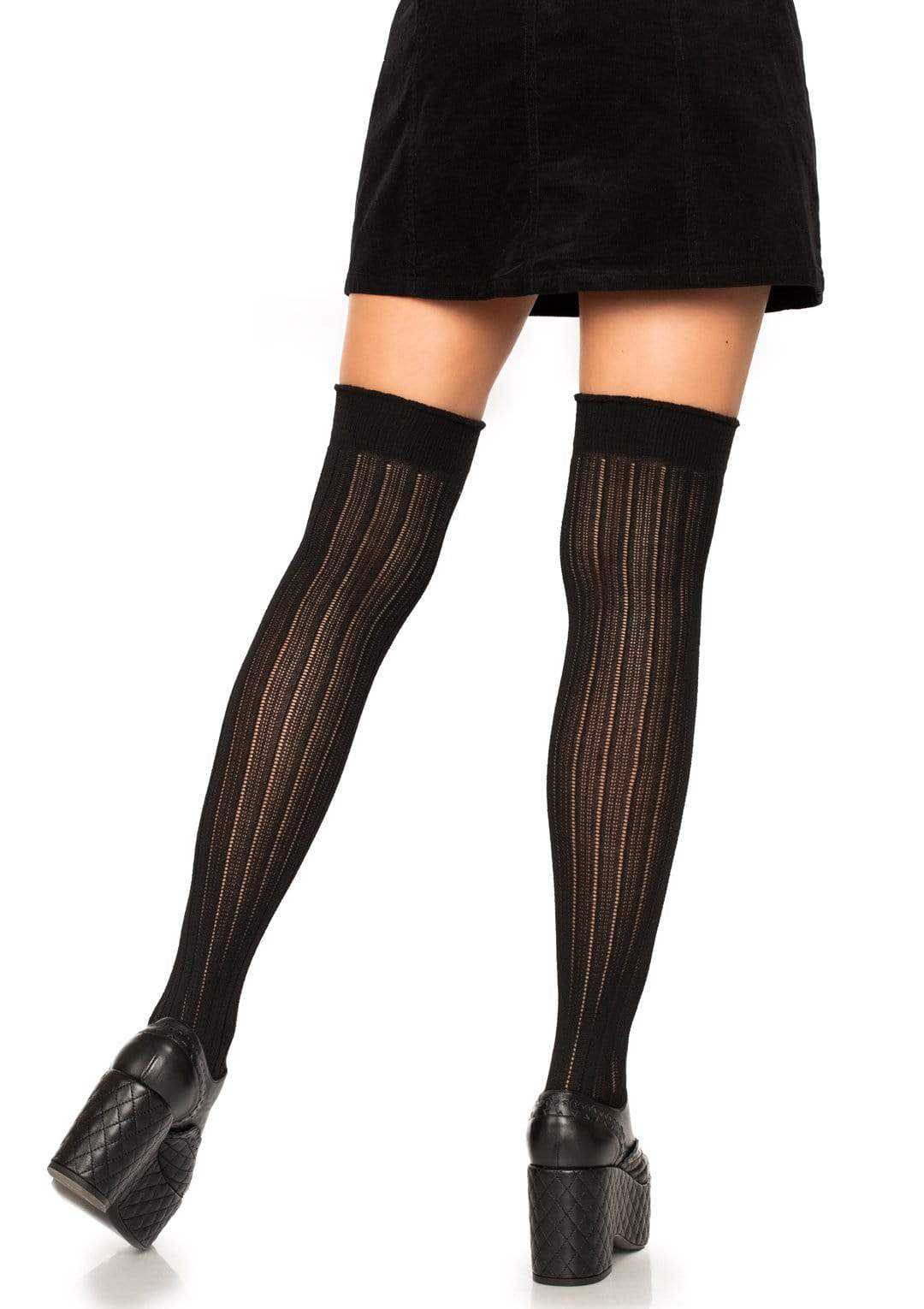 Rib Over the Knee Socks Black - Model Express VancouverHosiery