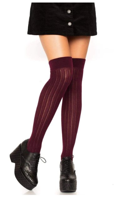 Rib Over the Knee Socks Burgundy - Model Express VancouverHosiery