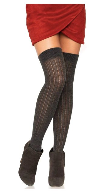 Rib Over the Knee Socks Grey - Model Express VancouverHosiery