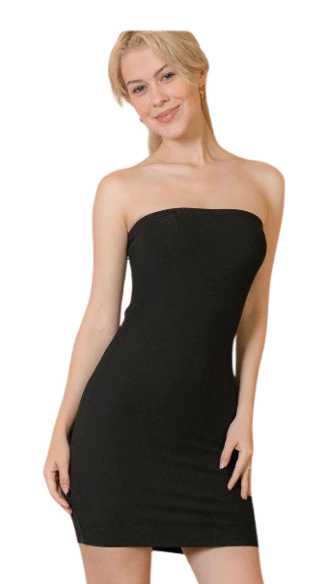 Ribbed Bodycon Mini Dress Black - Model Express VancouverClothing