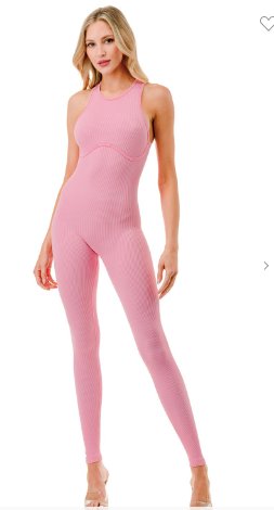 Ribbed Bra Lined Jumpsuit Light Pink - Model Express Vancouver